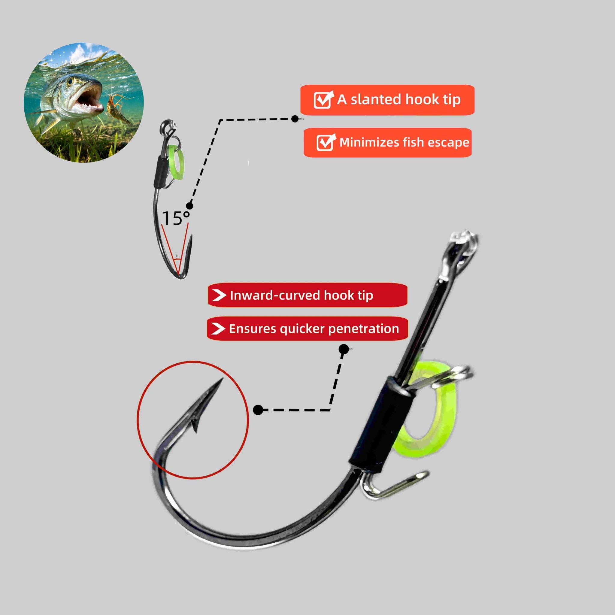 Bass Live Bait Hook Wide Gap